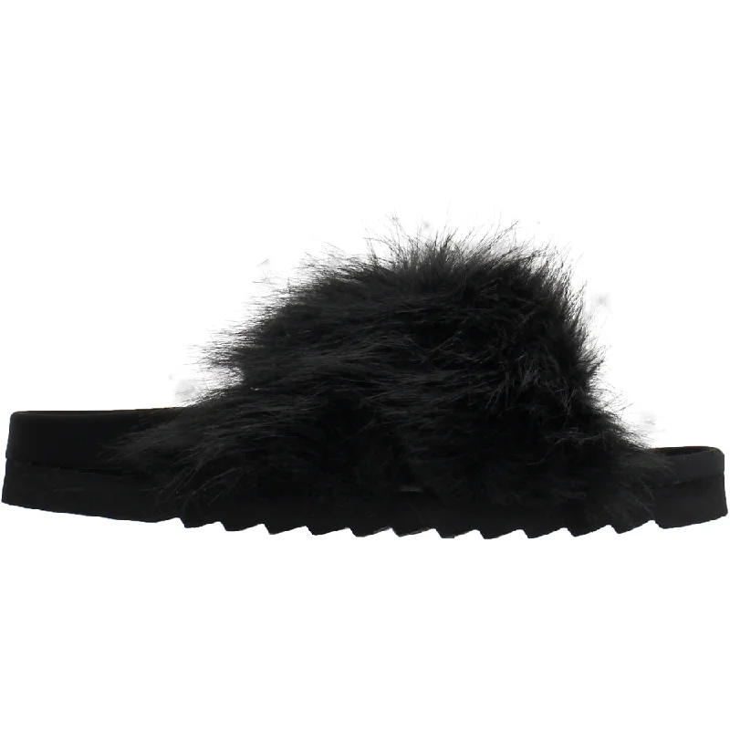 women’s sandals with back uppers -Amari Faux Fur Slide Sandals