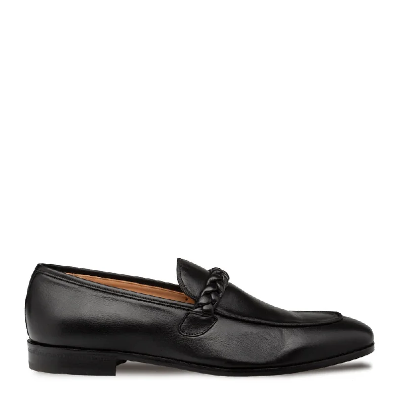 elegant pink loafers-Mezlan Parole 21047 Men's Shoes Black Soft Calf-Skin Leather Penny Loafers (MZ3744)