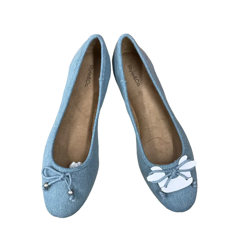 simple slip-on flats-Blue Denim Shoes Flats Style And Company, Size 9