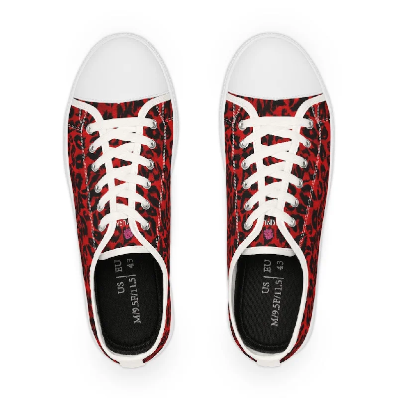 Red Leopard Print Men's Sneakers, Leopard Animal Print Best Men's Low Top Sneakers Running Shoes