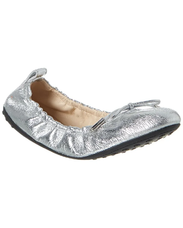 TOD’s Gommino Metallic Leather Ballerina Flat