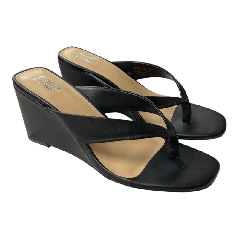 sandals for casual summer outings -Sandals Heels Wedge By Bleecker & Bond In Black, Size:9