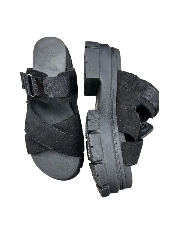 sandals with cushioned uppers -Sandals Designer By Ugg In Black, Size: 9