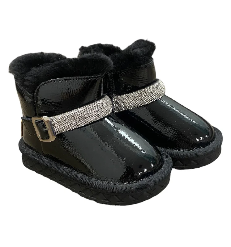 Boots for urban snow walking adventures -Black Bling Strap Boot