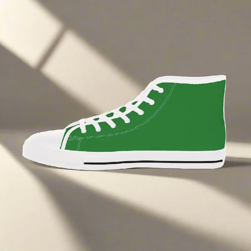 Emerald Green Men's High Tops, Green Men's Solid Color Best High Top Sneakers (US Size: 5-14)