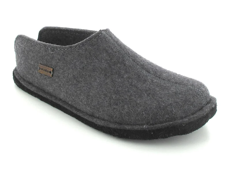 Slippers for quick vibes-HAFLINGER® Boiled Wool Softsole Slippers | Flair Smily, Anthracite