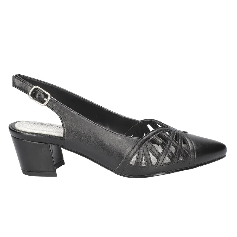 high heels with artistic heel shapes for fashion-forward styles -Bizzy Cut-Outs Sling Back Block Heel Pointed Toe Pumps