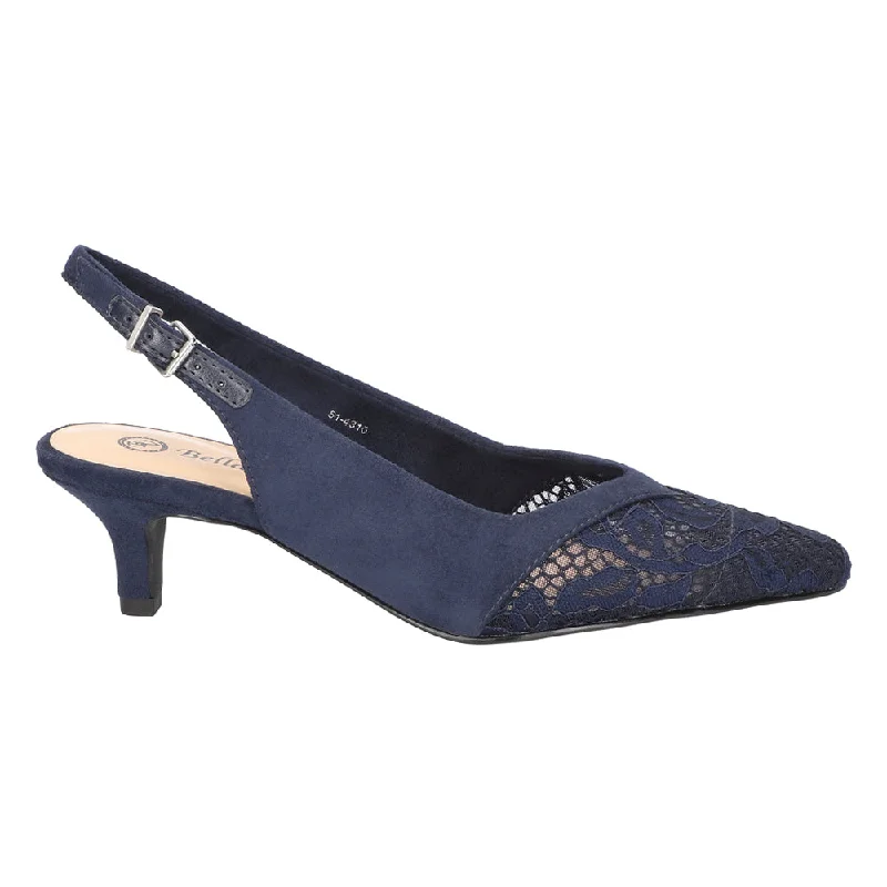 high heels with textured material for variety -Marquette Kitten Heel Sling Back Pumps