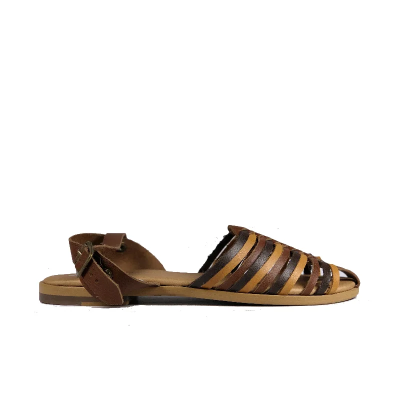 breathable sandals for hot weather -'Maya' flat vegan sandals by Zette Shoes - multi brown