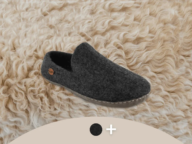 Slippers with casual rest-WoolFit Moccasin | Felt Slippers with Footbed & Leather Sole