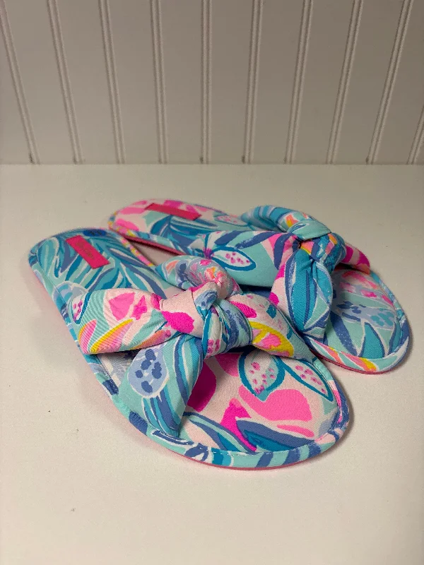 sandals for summer walks -Sandals Designer By Lilly Pulitzer In Blue & Pink, Size: 11