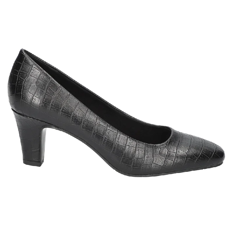 high heels for adding a touch of glamour -Poet Croc Embossed Square Toe Pumps