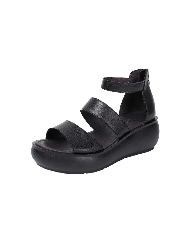 men’s sandals with adjustable heels -Open Toe Comfortable Sole Wedge Sandals