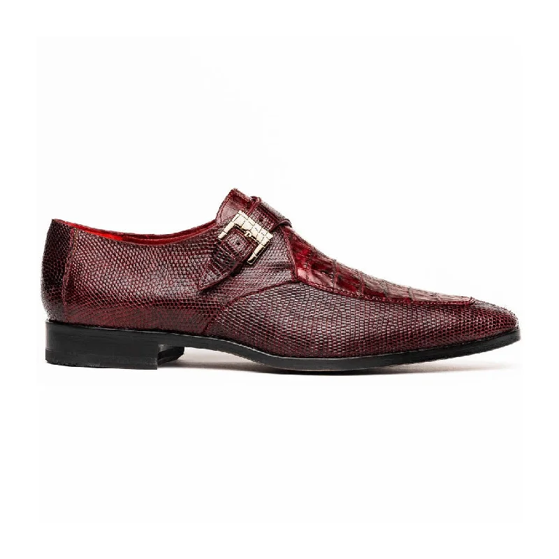 stylish spring loafers-Marco Di Milano Toluca Men's Shoes Exotic Lizard / Crocodile Single Monk-Strap Loafers (MDM1126)