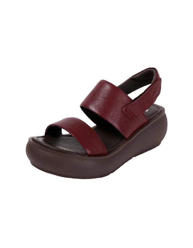 sandals with eco-friendly uppers -Handmade Retro Summer Wedge Sandals Slingback