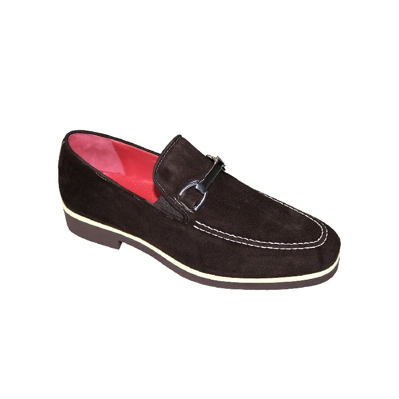 comfy summer loafers-Emilio Franco Nino II Men's Shoes Dark Brown Suede Leather Loafers (EF1235)