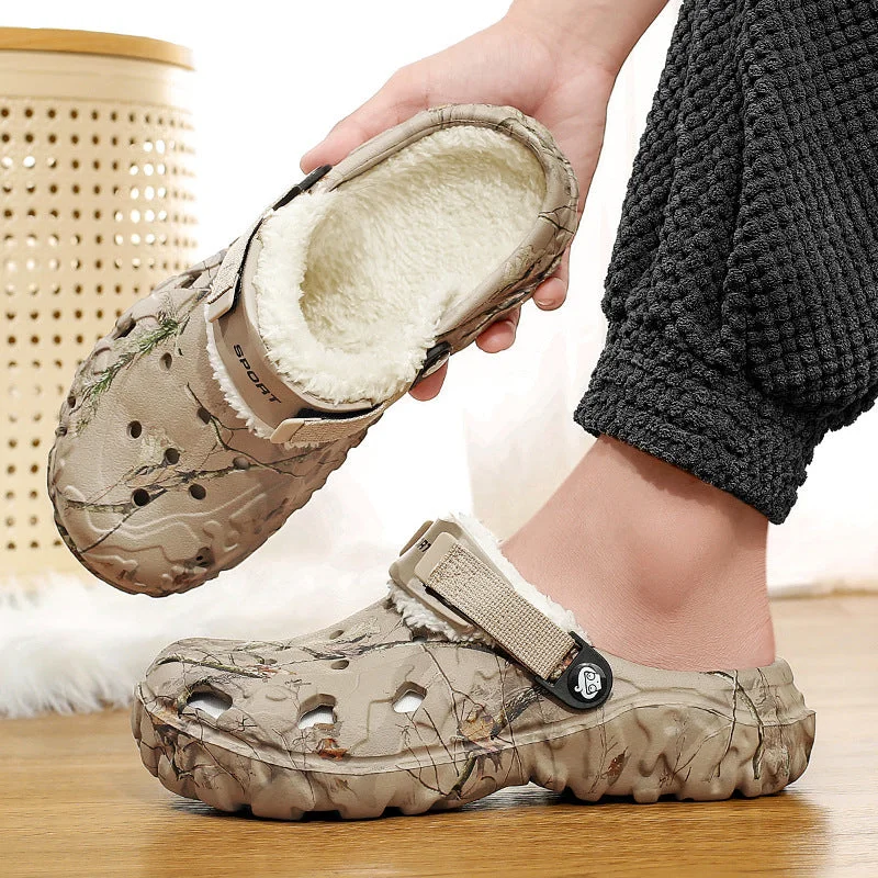 Slippers for chilly nights-Cotton Home Thick-soled Slippers Fleece-lined Warm Closed Toe Cotton Shoes