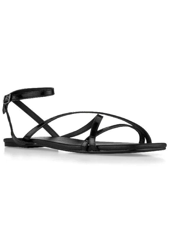 sandals for beach trips -Criss Cross Sandals - Black