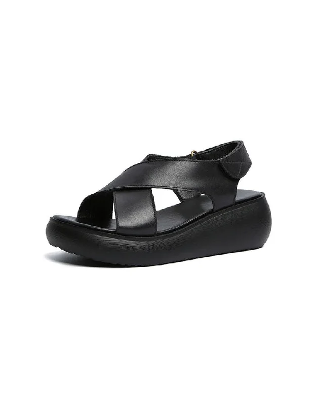 sandals for summer evenings -Summer Open-Toe Cross Strap Wedge Sandals