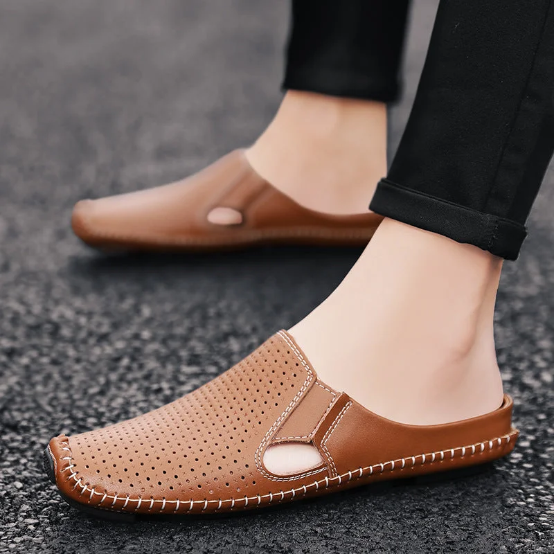 Chic slippers for casual wear-Breathable Stylish Semi-slippers Men's Hollow