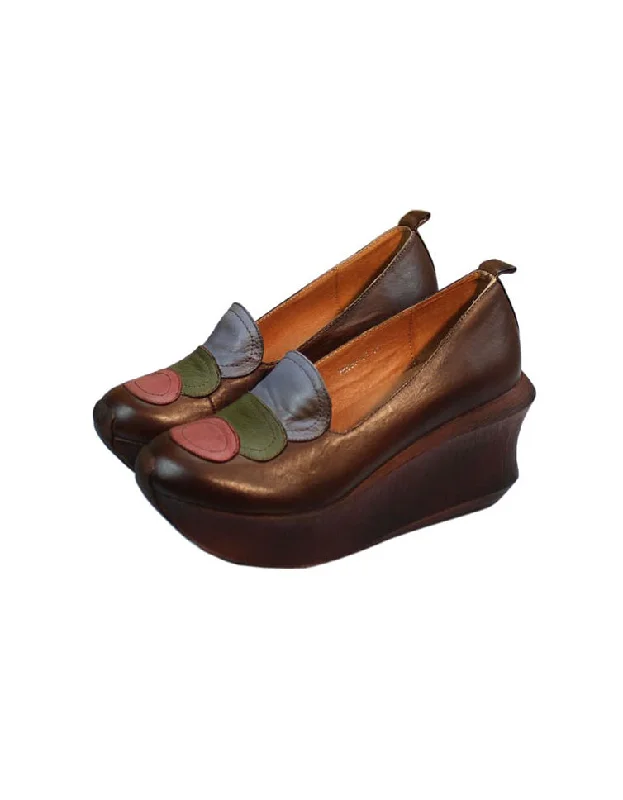 men’s sandals with breathable lining -Handmade Retro Leather Elegant Wedge Sandals