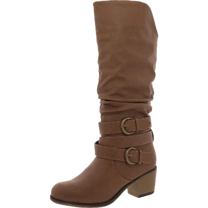 Warm boots for snow-covered trails -Journee Collection Womens Block Heel Buckle Mid-Calf Boots