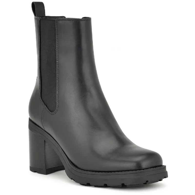 Boots for rainy days -Nine West Womens Conga 3 Block Heel Faux Leather Mid-Calf Boots