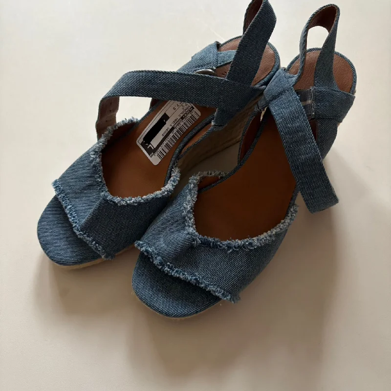 sandals with waterproof leather -Sandals Heels Wedge By Lucky Brand In Blue, Size: 7.5