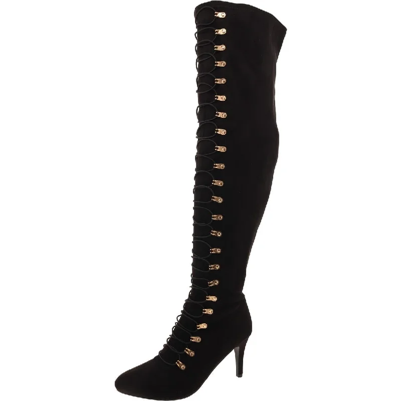 Stylish winter boots with cozy lining -Journee Collection Womens Faux Suede Pointed Toe Over-The-Knee Boots