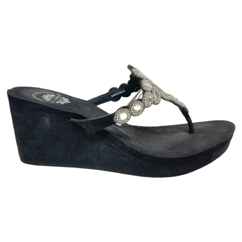 sandals with quick-dry heels -Sandals Heels Wedge By Yellow Box In Black, Size: 9