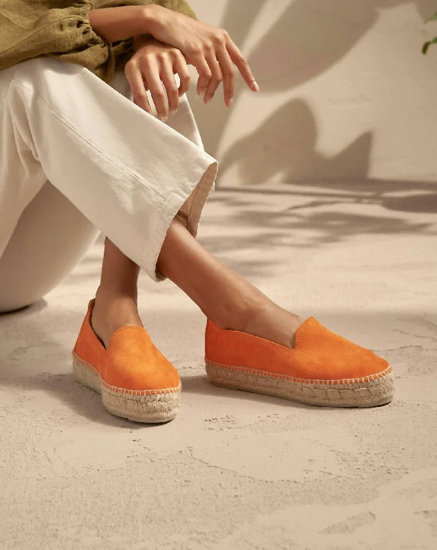 Women's Suede Double Sole Espadrille In Sunset Orange