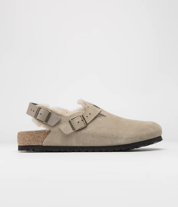 men’s sandals with padded uppers -Birkenstock Tokio Shearling Sandals - Taupe