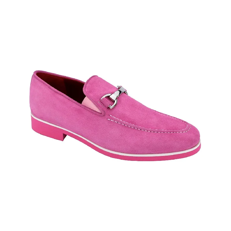 versatile black loafers-Emilio Franco Nino II Men's Shoes Pink Suede Leather Loafers (EF1090)