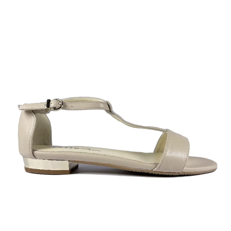 sandals for hot weather outings -'Olive' flat vegan sandal by Zette Shoes - bone