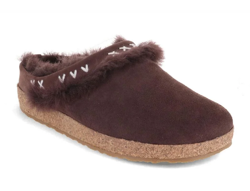 Slippers for home rest-HAFLINGER Sheepskin Slippers with Arch Support | Shetland, Brown