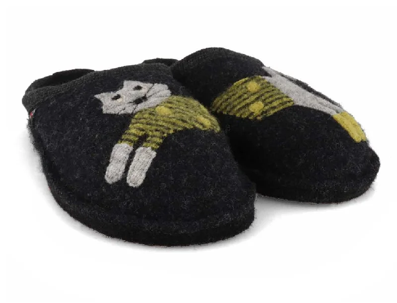 Slippers with trendy rest-HAFLINGER Women Felt Slippers 'Flair Cucho', graphite