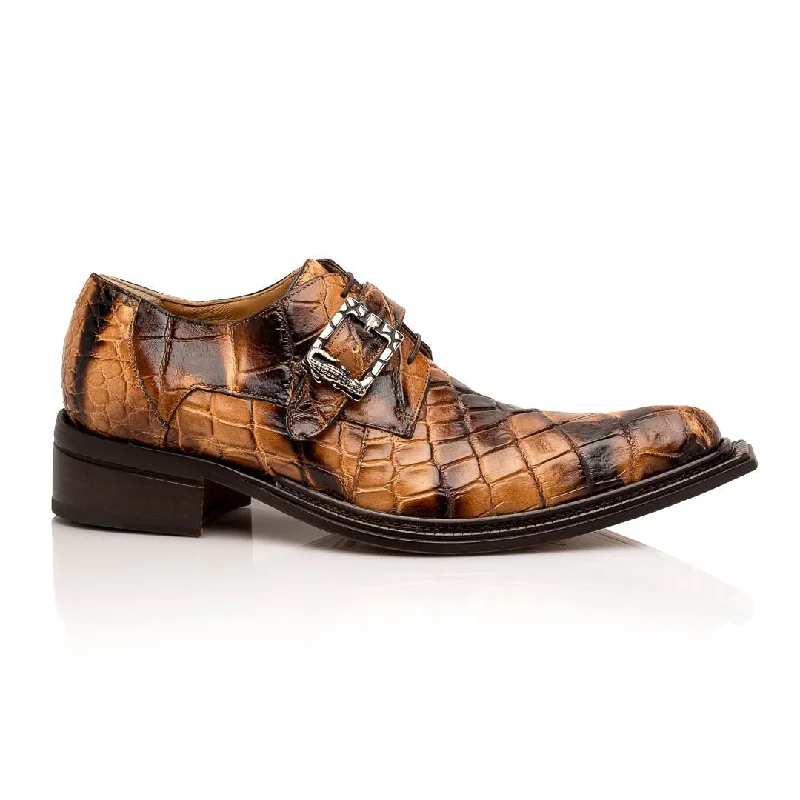 lightweight summer loafers-Mauri Wanted 44166/2 Men's Shoes Exotic Alligator Single Monk-Strap / Derby Loafers (MA5639)