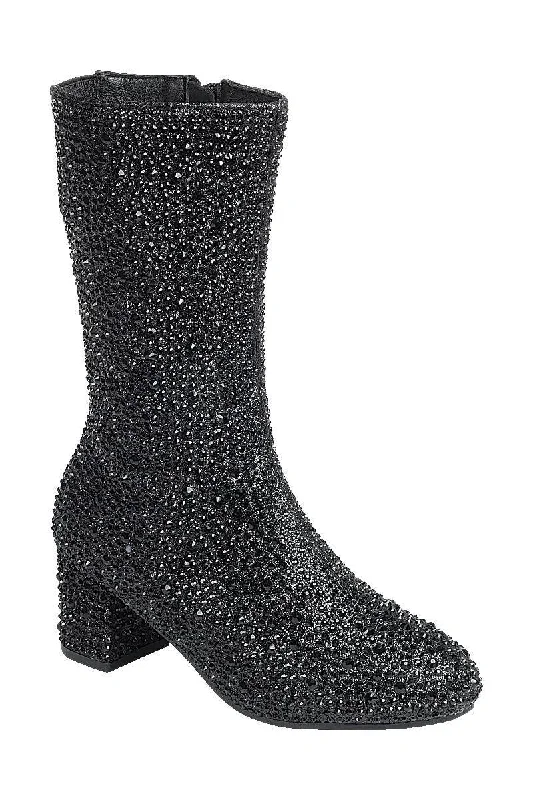 Best boots for all-weather protection -Black Rhinestone Boots- Tall Go Go