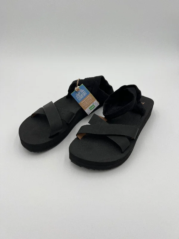 sandals with quick-dry straps -Sandals Heels Platform By Sanuk In Black, Size: 10