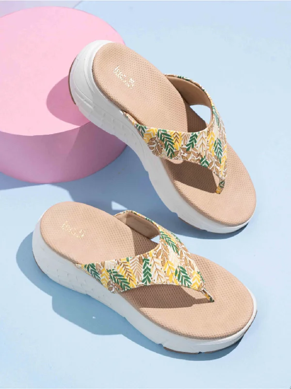 stylish summer flats-Womens Beige Casual Printed Round Toe Casual Flats