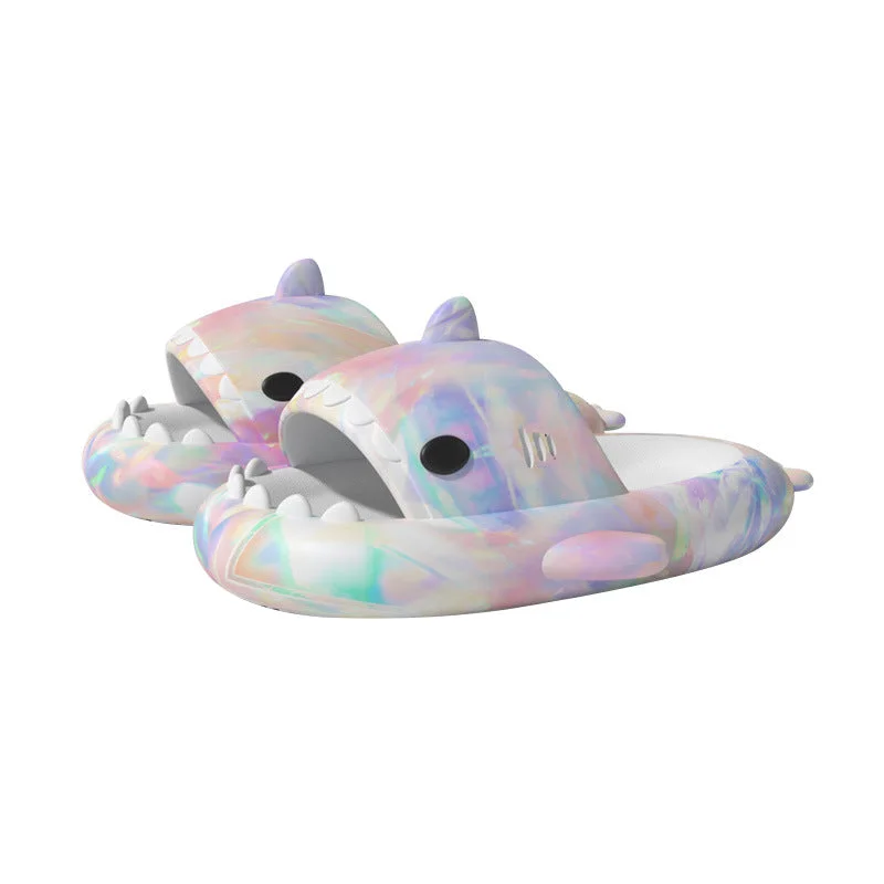 Slippers for spring nights-The Ambilight Unisex Slippers Women's and Men's Colorful Shark Slides