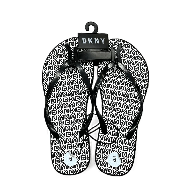 sandals with lightweight soles -Sandals Flip Flops By Dkny In Black & White, Size: 9