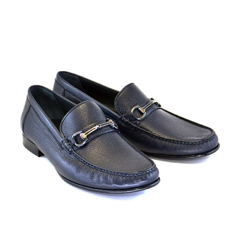 comfy everyday loafers-Corrente Men's Designer Shoes Blue Calf-Skin Leather Mocassin Loafers C171-3898HS (CRT1052)