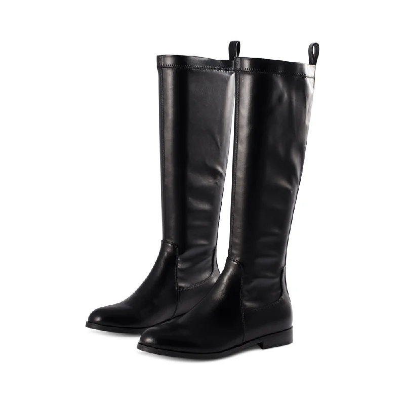 Boots for hot weather wear -Becca Black Stretch Leather F24