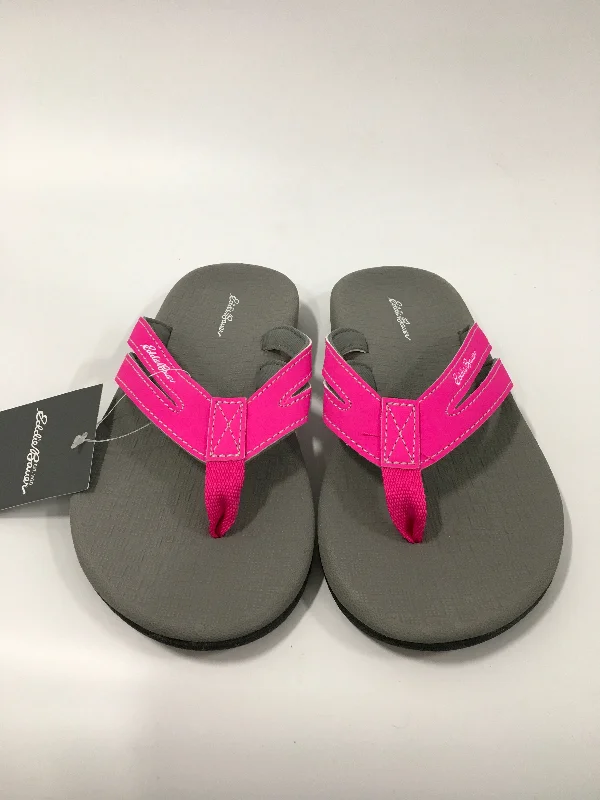 sandals for tropical shores -Grey & Pink Sandals Flip Flops Eddie Bauer, Size 7