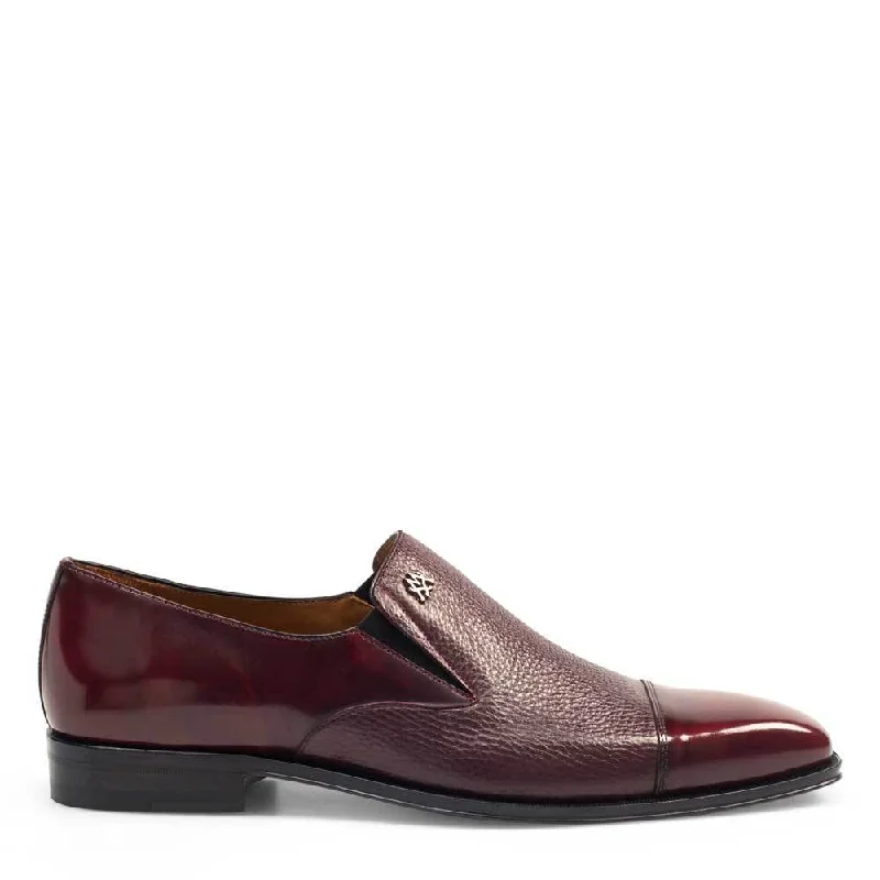 durable slip-on loafers-Mezlan Milani Men's Designer Shoes Burgundy Deer-Skin / Calf-Skin Leather Dress Slip-On Loafers 18984 (MZ3198)