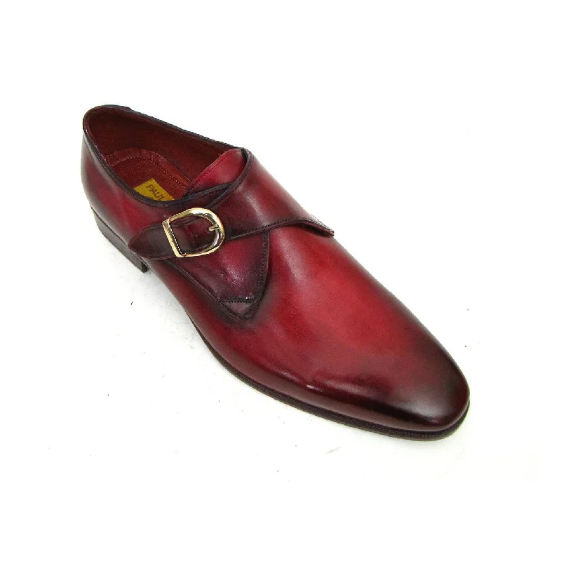 durable slip-on loafers-Paul Parkman DW984P Men's Shoes Burgundy Calf-Skin Leather Monk-Strap Loafers (PM6291)