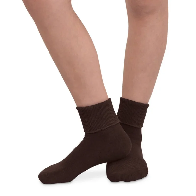 Jefferies Socks Smooth Toe Organic Cotton Turn Cuff Chocolate Socks 9-11