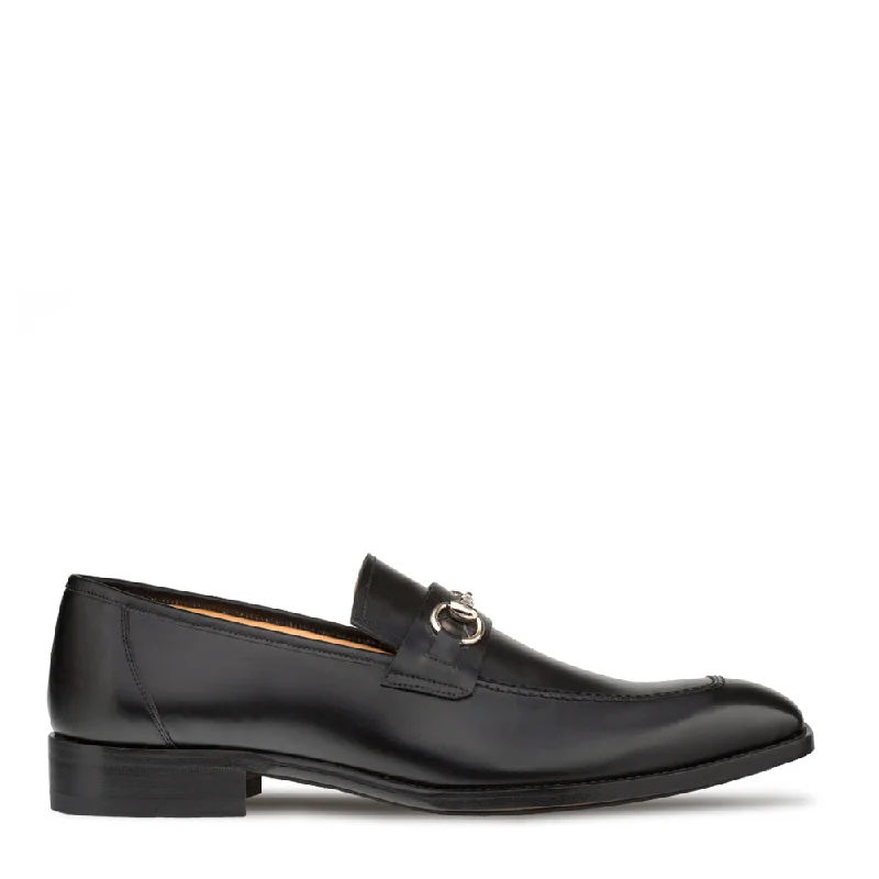 sleek red loafers-Mezlan E20482 Men's Shoes Black Calf-Skin Leather Ornament Horse bit Loafers (MZ3501)