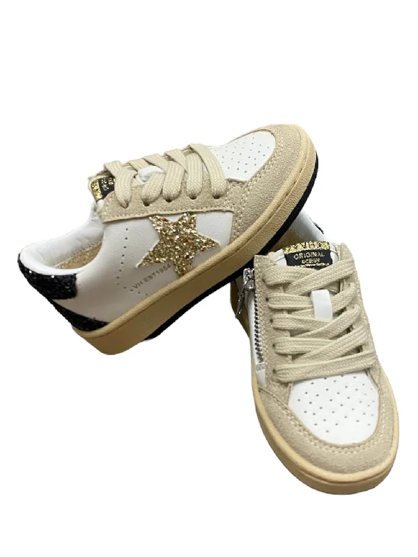 Gold Glitter Star/White Sneakers